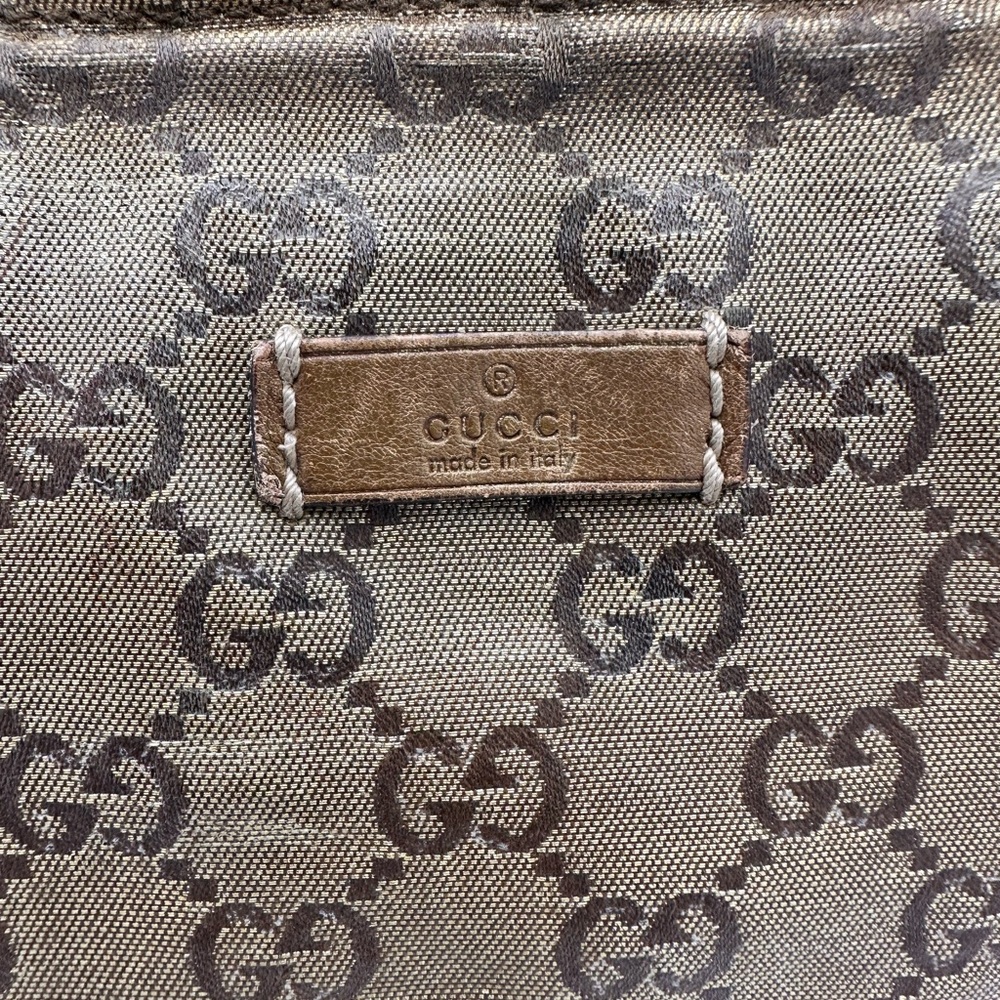 GUCCI GG Crystal Small Tote Bag Gold Gray Brown - Picture 8 of 15